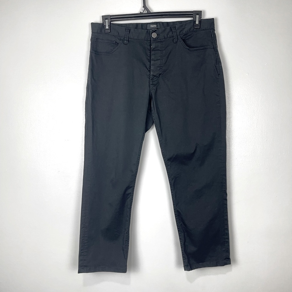 Theory Haydin Writer Straight Slim Fit Button Fly Black Chino Pant Size …
